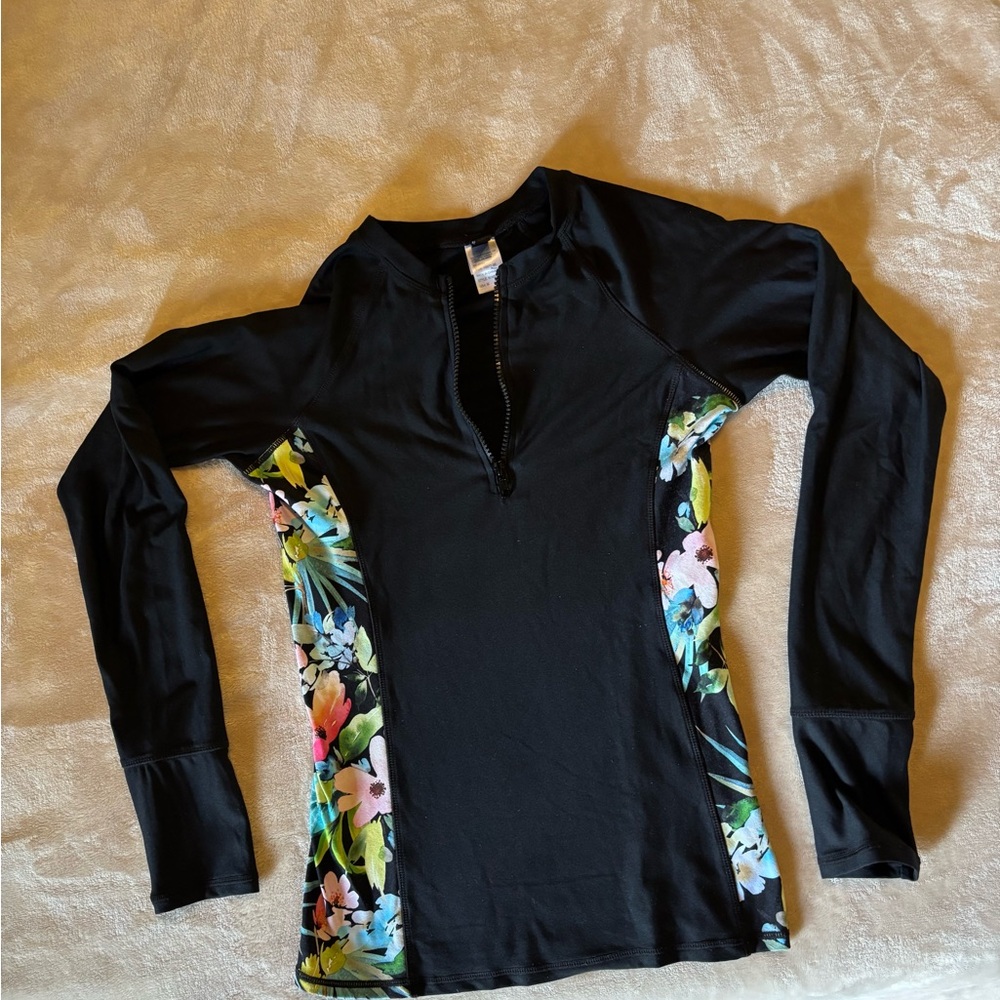 Floral Black Women's Rashguard.